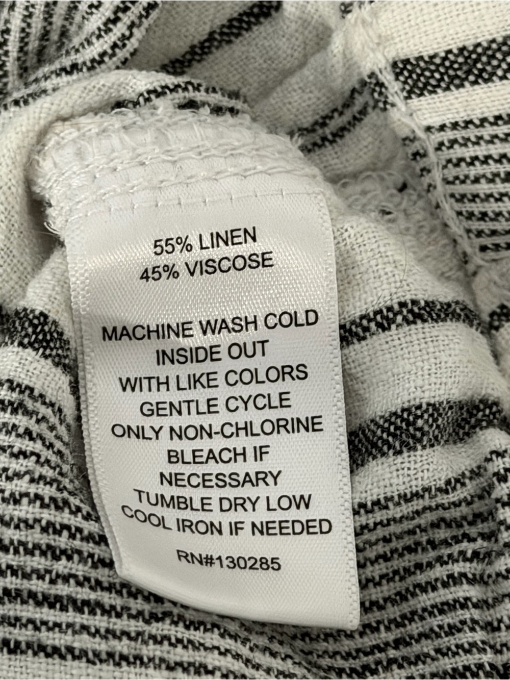 Per Se sz 1X Striped Drawstring Linen-Blend Capris - Black & White EUC - Picture 5 of 5